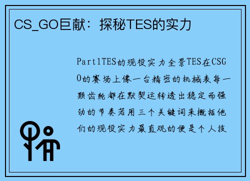 CS_GO巨献：探秘TES的实力
